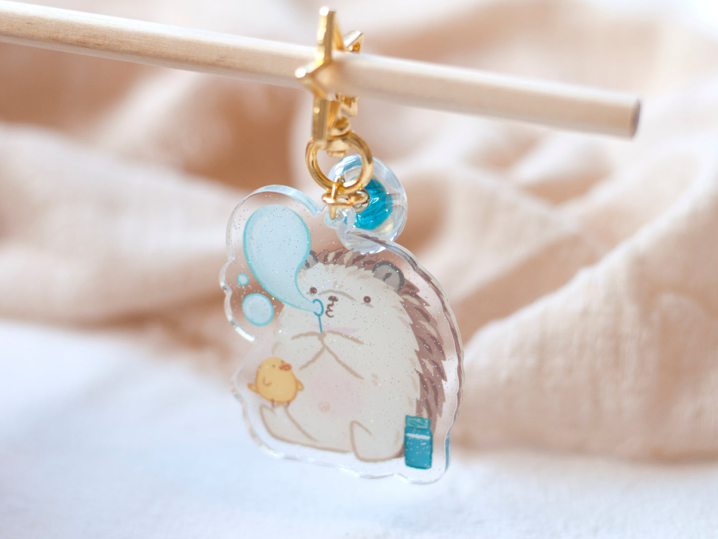 吹泡泡刺蝟鎖匙扣-hedgehog keychain B