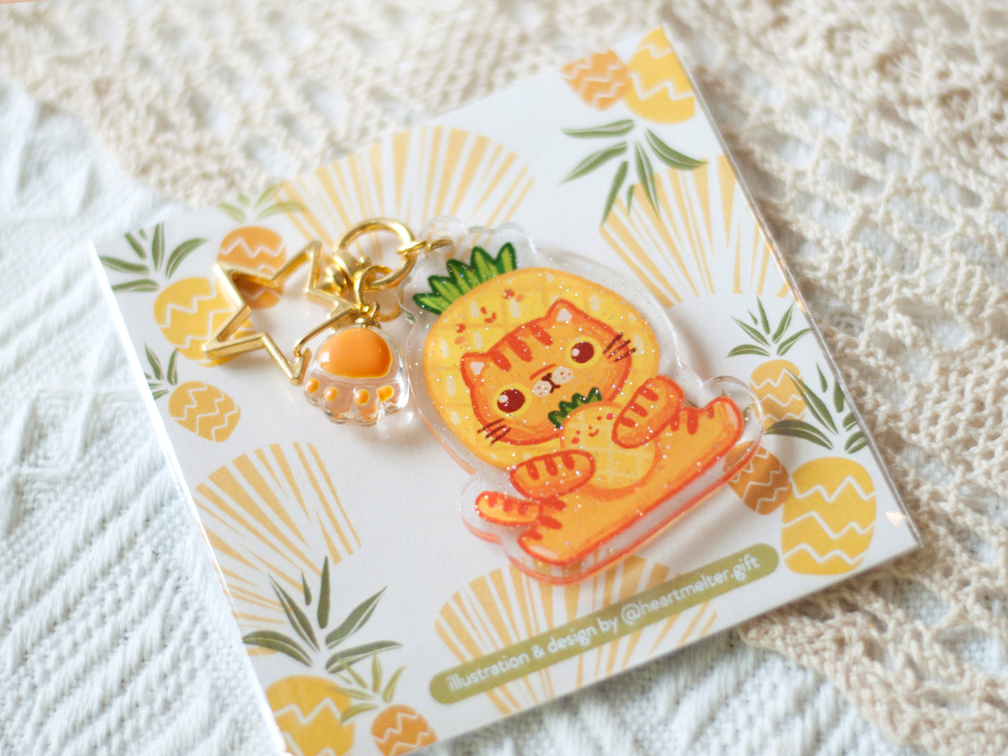 菠蘿貓鎖匙扣-pineapple cat keychain