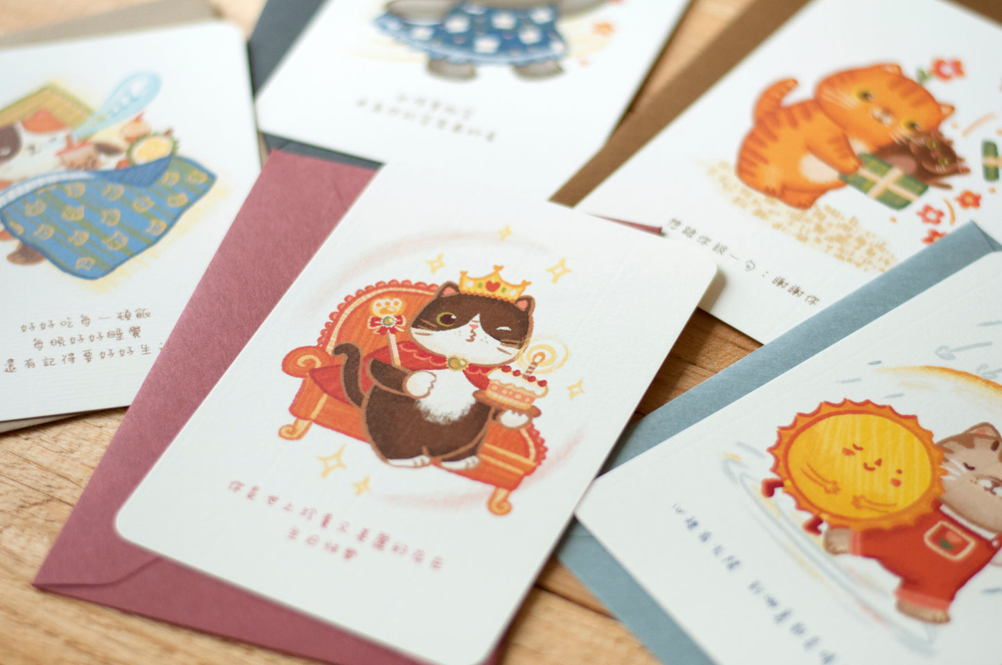 貓咪明信片心意卡-(淺啡)