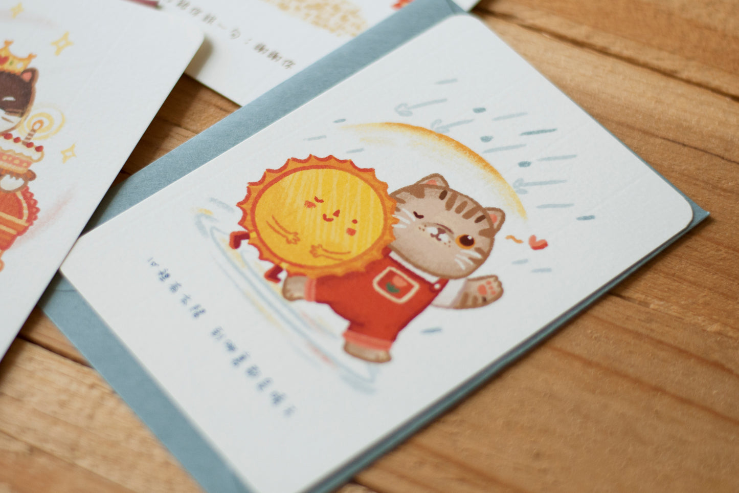 貓咪明信片心意卡-(藍)