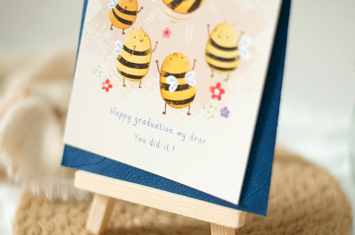 畢業賀卡心意卡明信片-小蜜蜂 graduation card