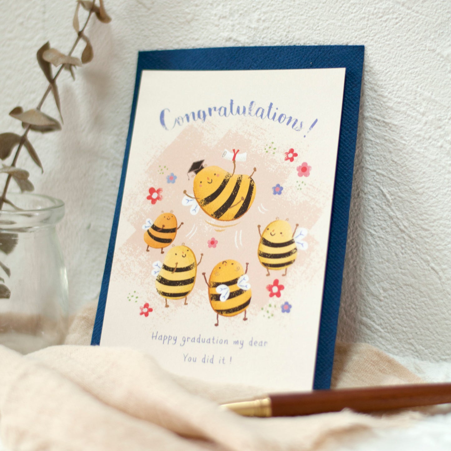 畢業賀卡心意卡明信片-小蜜蜂 graduation card