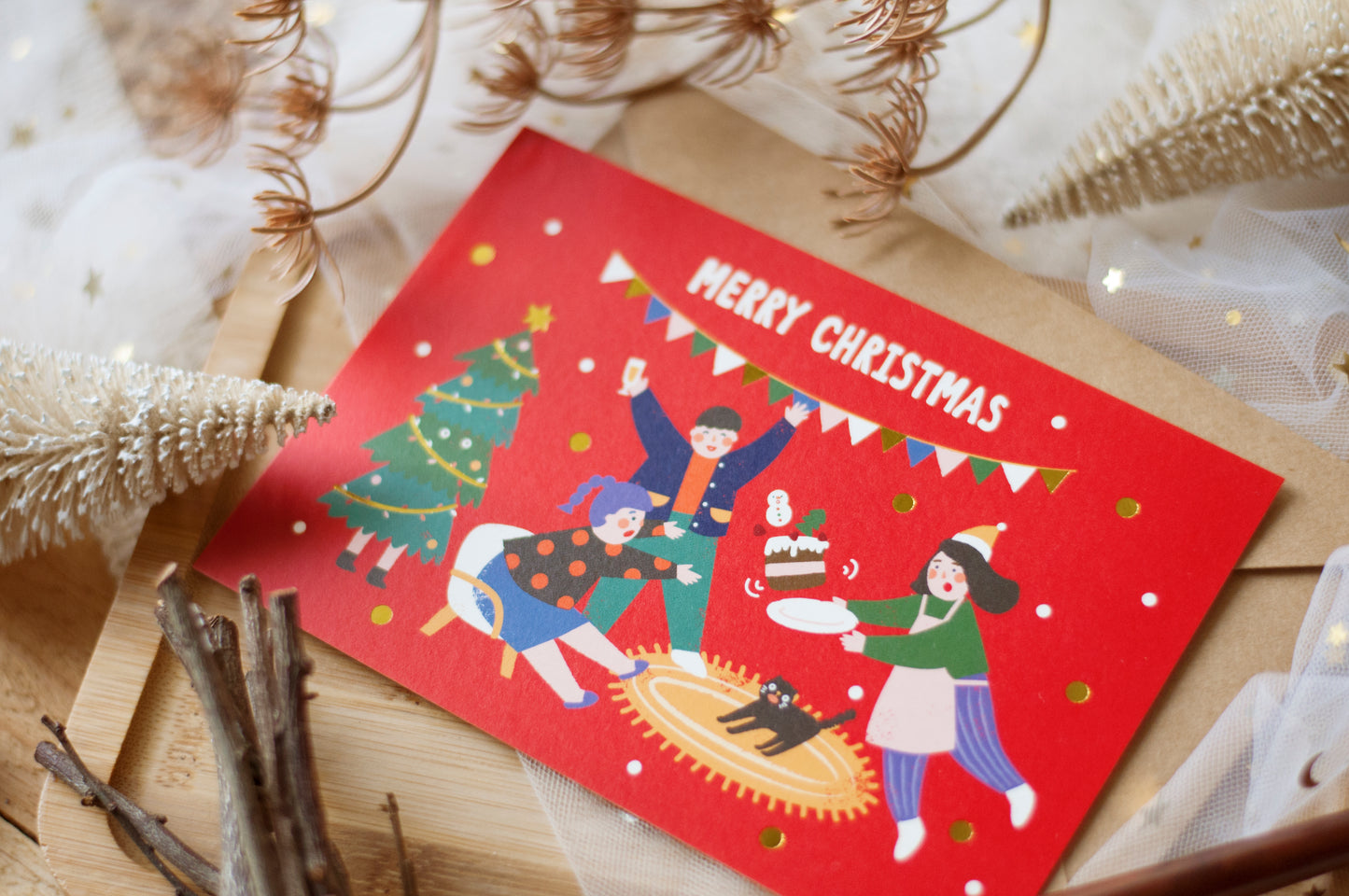燙金工藝聖誕卡-Happy party