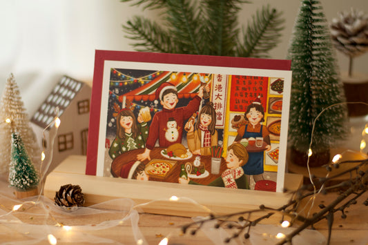 原創香港聖誕卡-大排檔的聖誕大餐