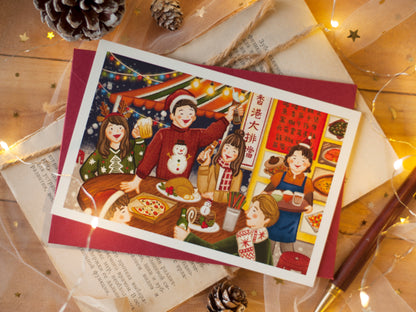 原創香港聖誕卡-大排檔的聖誕大餐