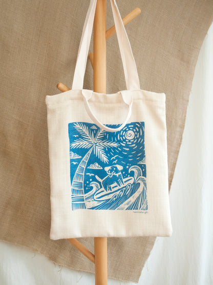 原創設計版畫風格布袋-海洋ocean tote bag