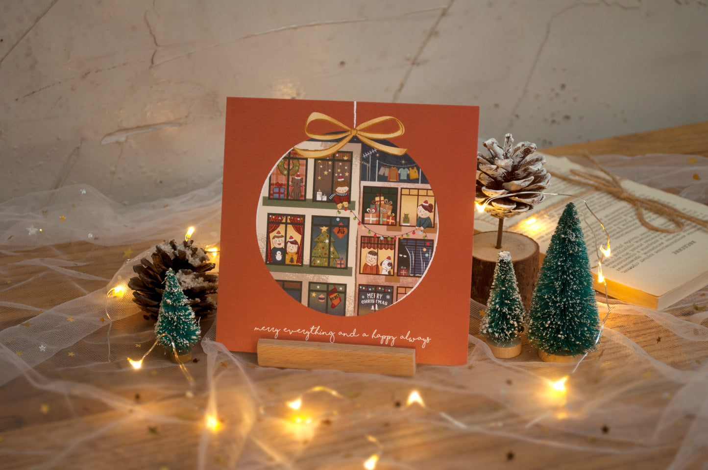 原創港式插畫聖誕卡- E款萬家燈火聖誕夜