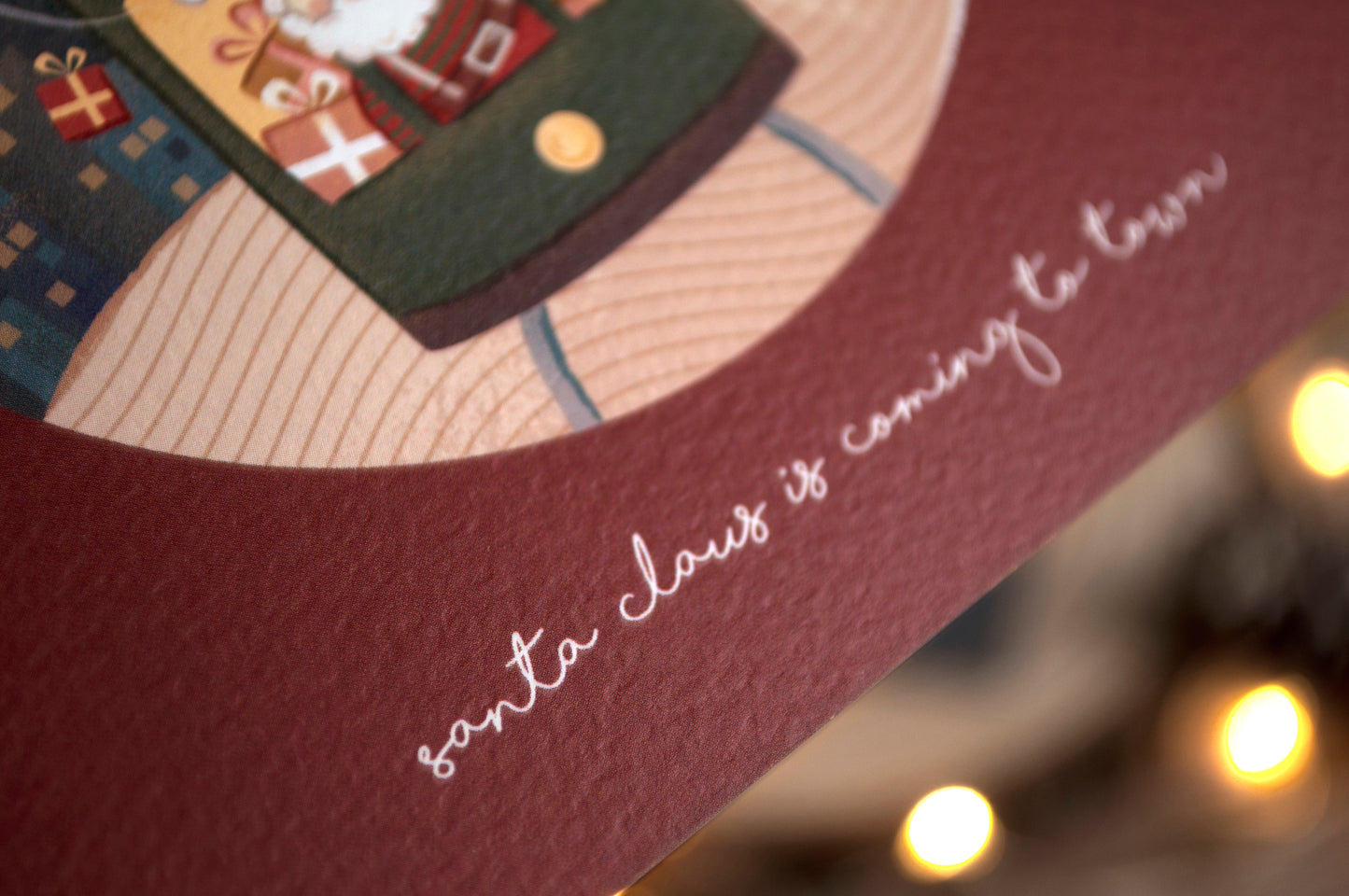 原創港式插畫聖誕卡- A款聖誕老人與電車