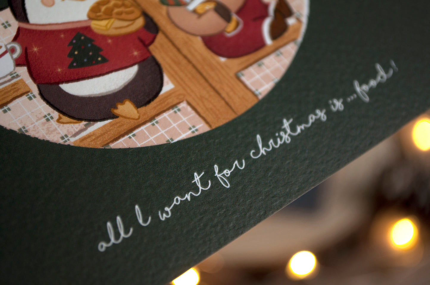 原創港式插畫聖誕卡-C款茶餐廳裡的聖誕大餐