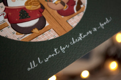 原創港式插畫聖誕卡-C款茶餐廳裡的聖誕大餐