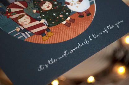 原創港式插畫聖誕卡- B款聖誕夜的海旁