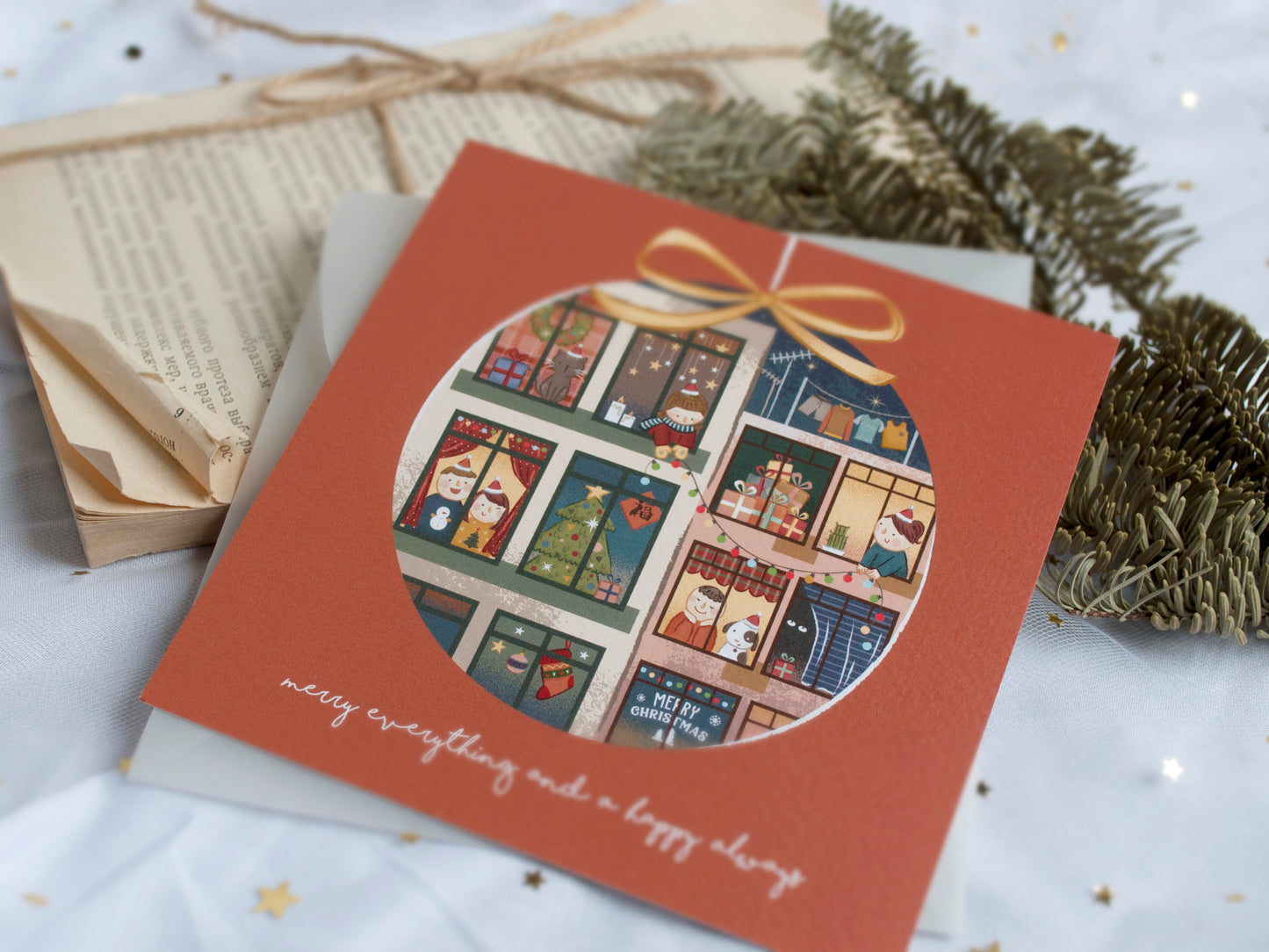 原創港式插畫聖誕卡- E款萬家燈火聖誕夜