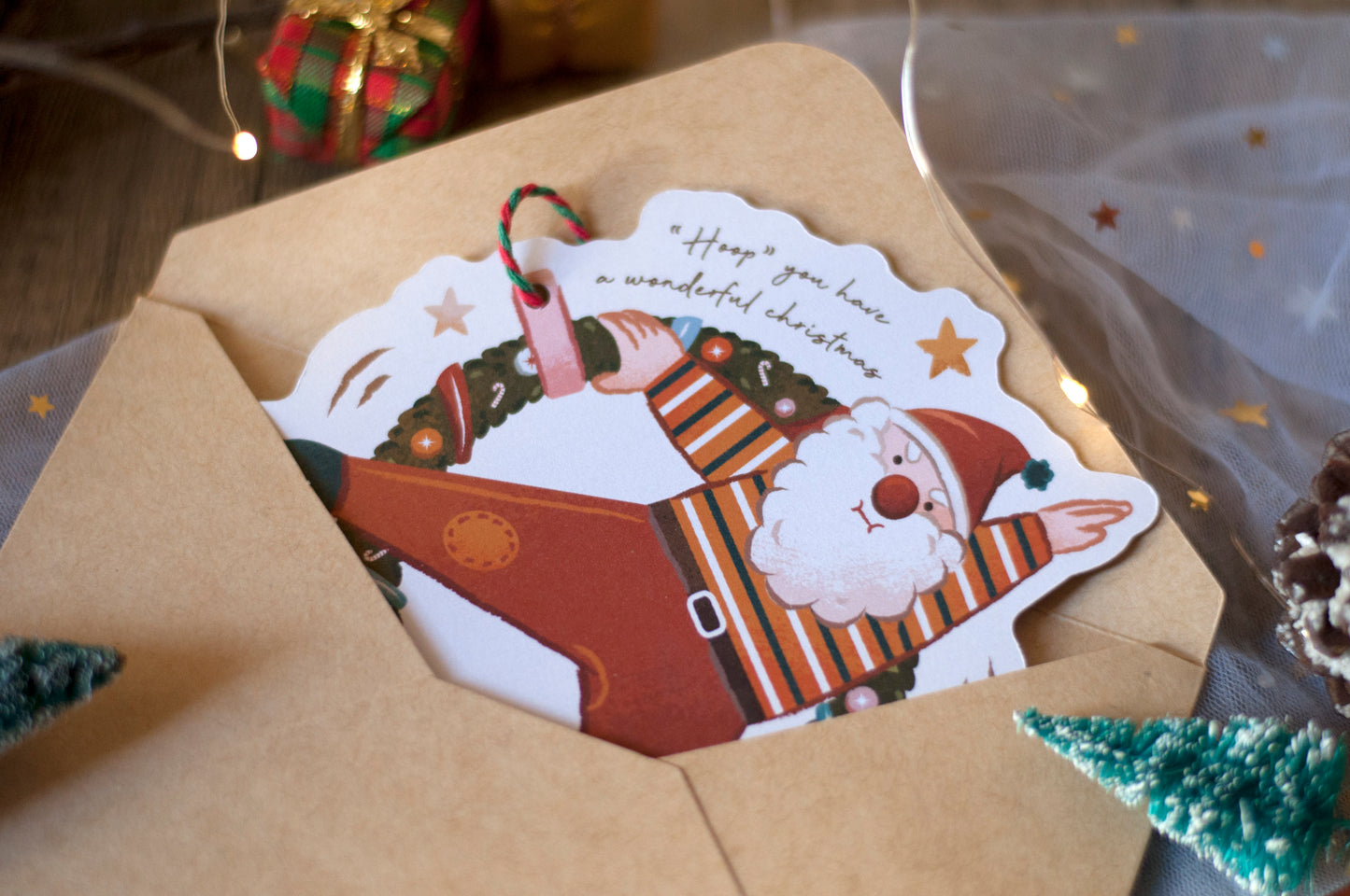 聖誕吊掛賀卡-聖誕老人-賀卡/吊飾兩用設計