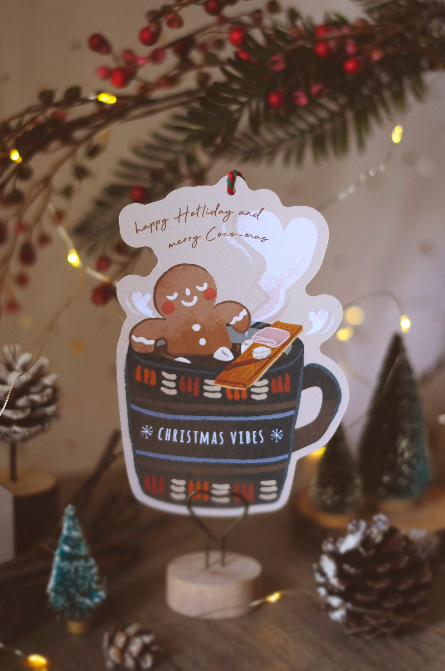 聖誕吊掛賀卡-薑餅人-賀卡/吊飾兩用設計