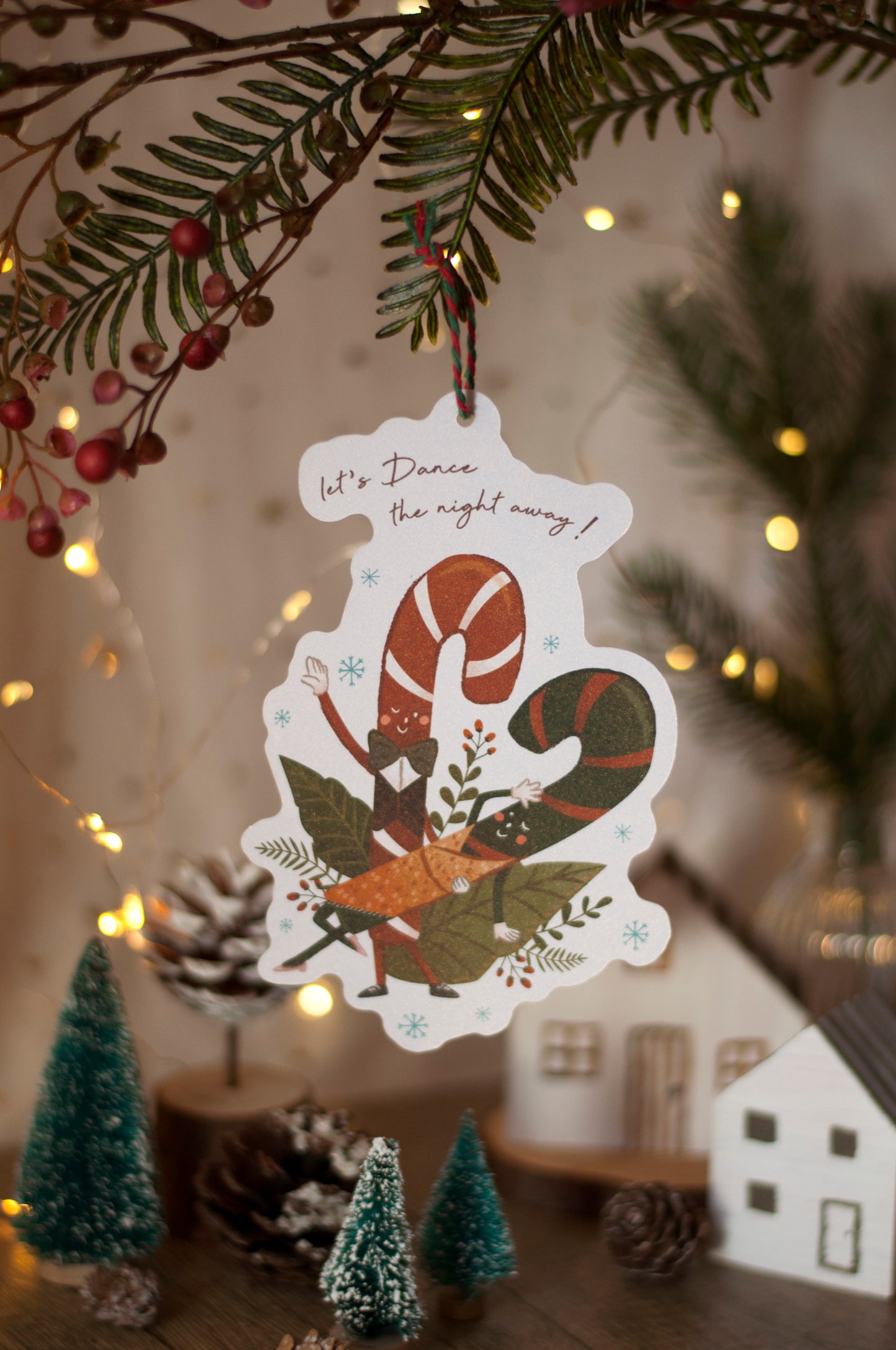 聖誕吊掛賀卡-糖果手杖-賀卡/吊飾兩用設計