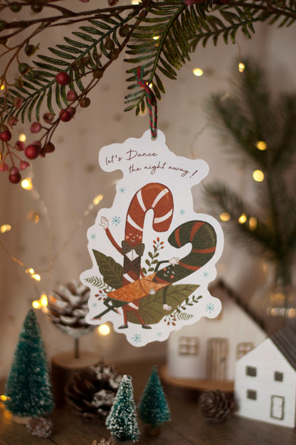 聖誕吊掛賀卡-糖果手杖-賀卡/吊飾兩用設計