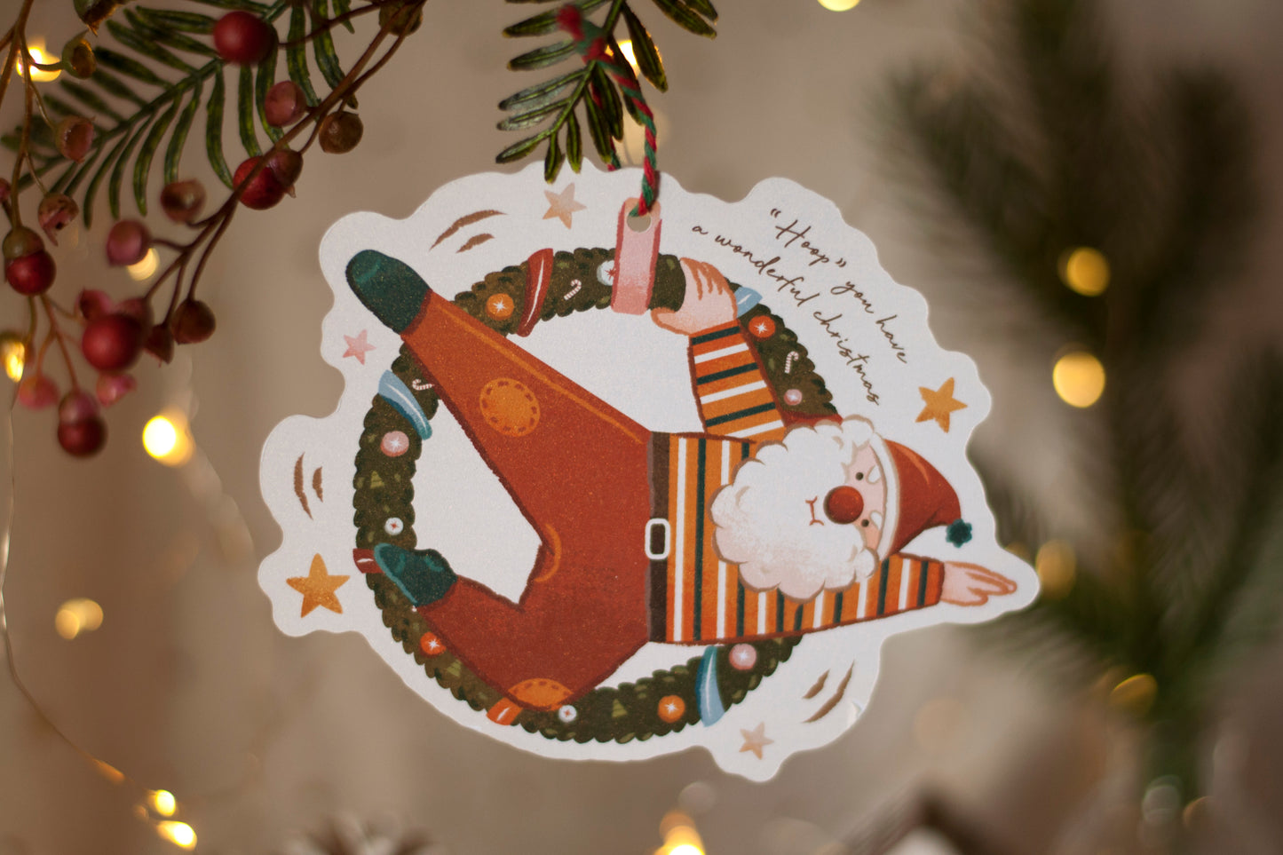 聖誕吊掛賀卡-聖誕老人-賀卡/吊飾兩用設計