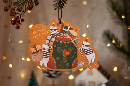 聖誕吊掛賀卡-可愛小偷-賀卡/吊飾兩用設計