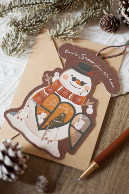 聖誕吊掛賀卡-雪人-賀卡/吊飾兩用設計