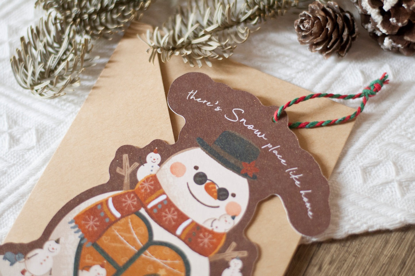 聖誕吊掛賀卡-雪人-賀卡/吊飾兩用設計