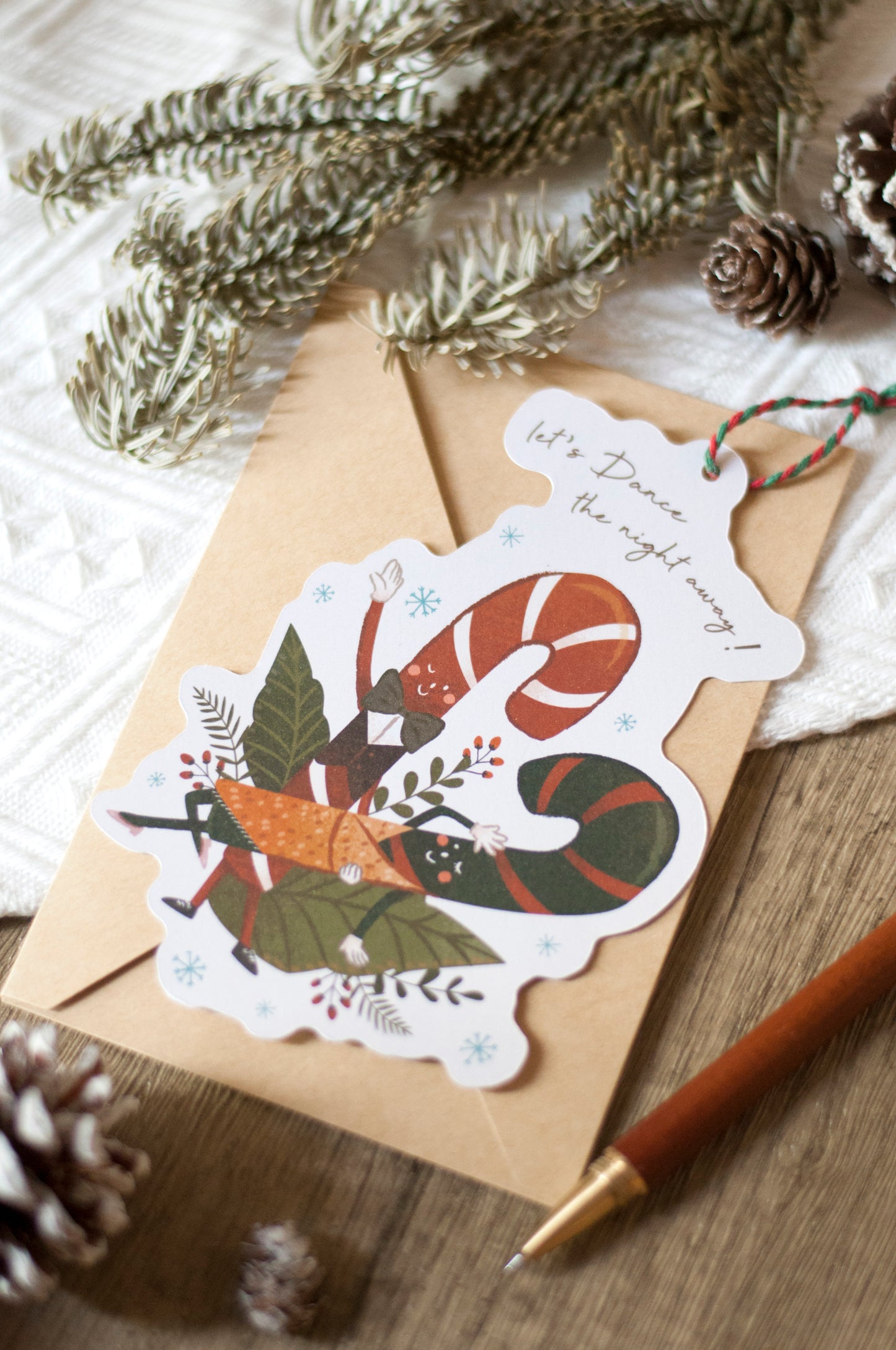 聖誕吊掛賀卡-糖果手杖-賀卡/吊飾兩用設計