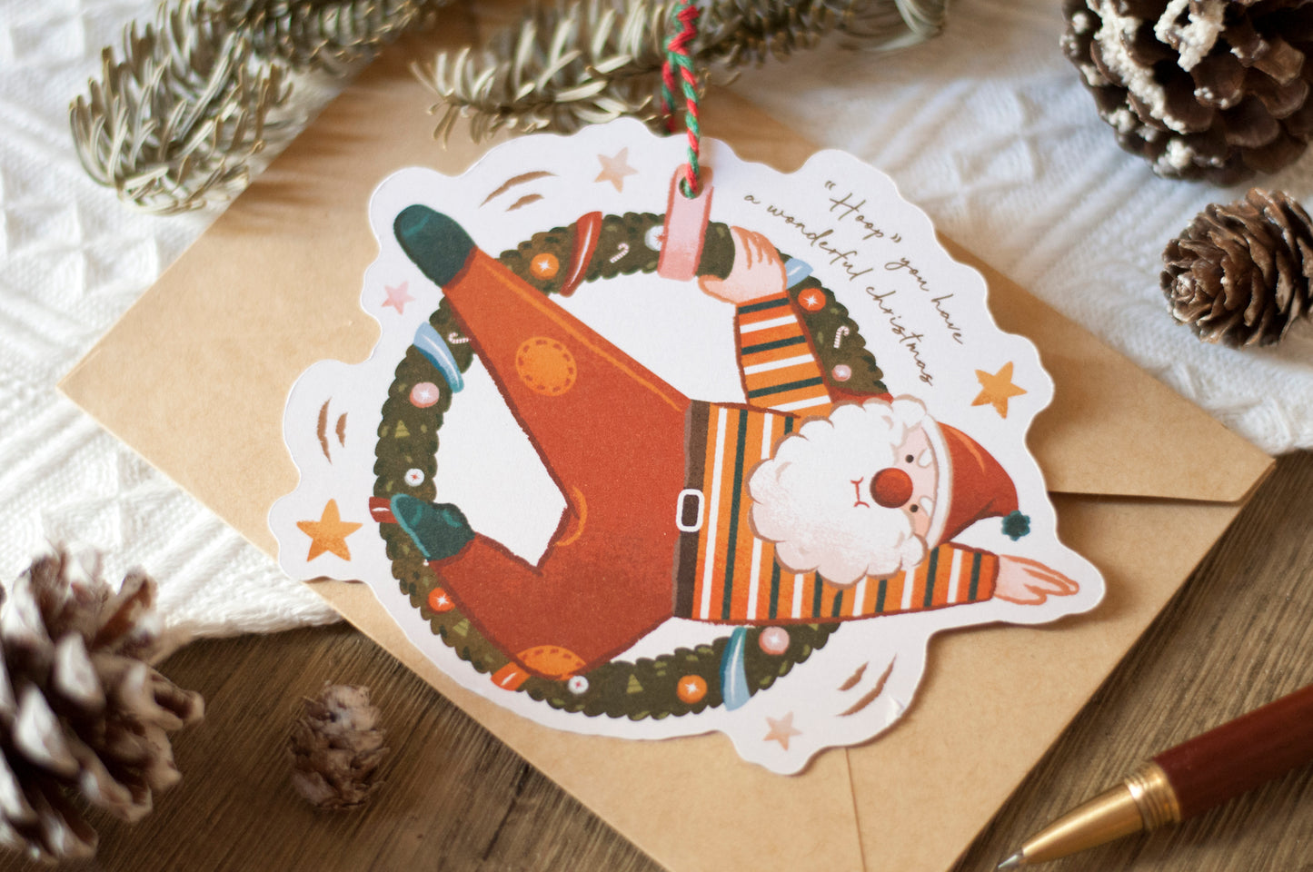 聖誕吊掛賀卡-聖誕老人-賀卡/吊飾兩用設計