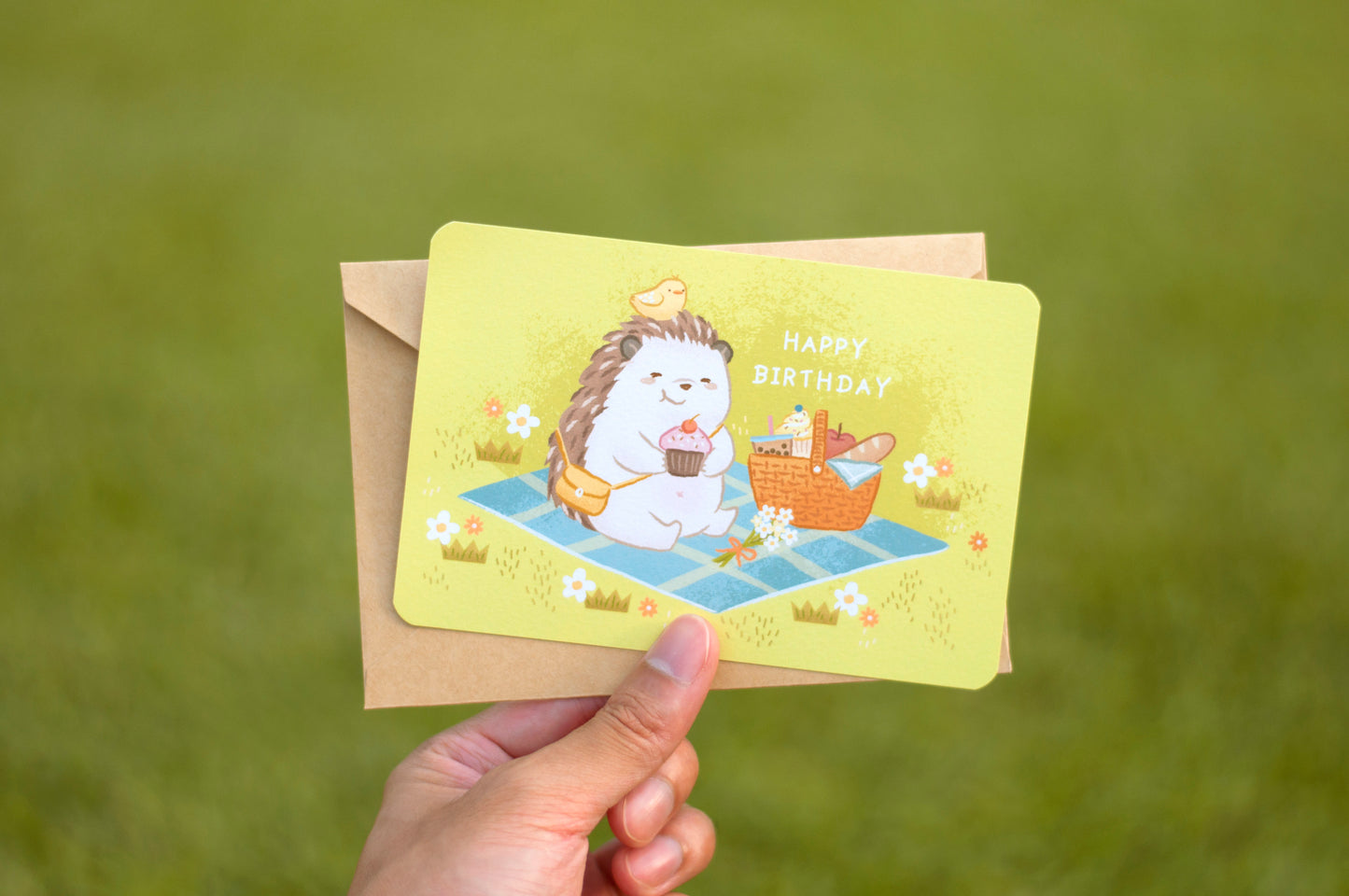 小動物明信片心意卡-胖刺蝟 hedgehog card